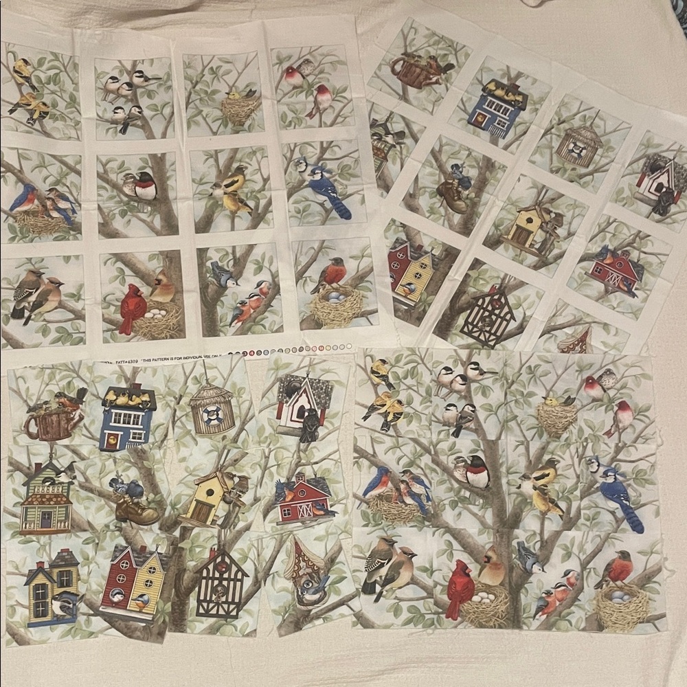 4 Tracy Lizette  Colorful Bird and Birdhouse Fabric Panels.
Sewing  Projects